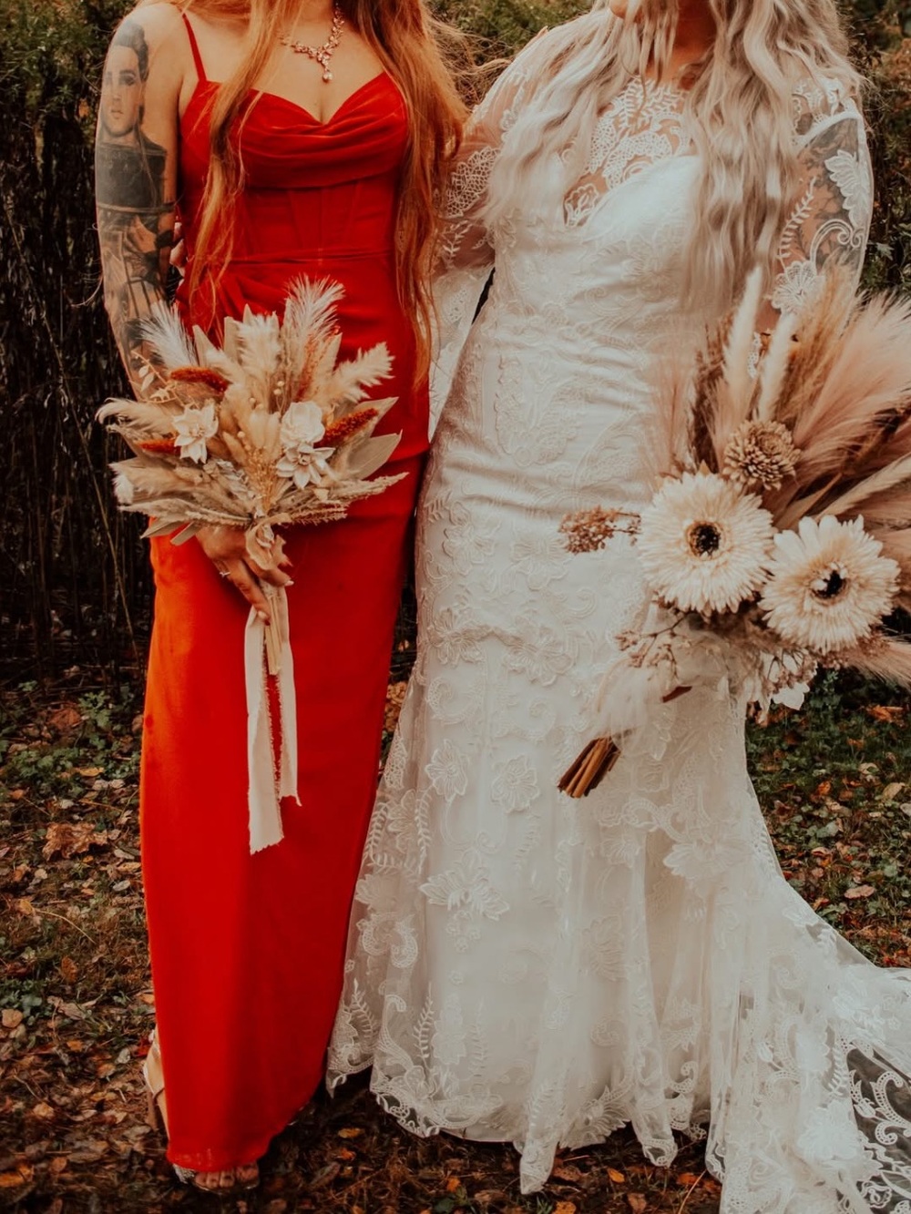 Azazie Rust Corseted Chiffon Column Dress